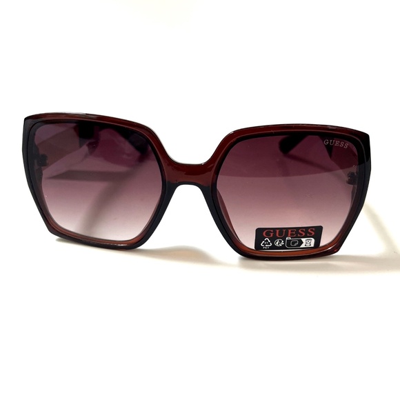 New Original GUESS Square Sunglasses GO00031 Acetate Embossed Red Burgundy main image 6